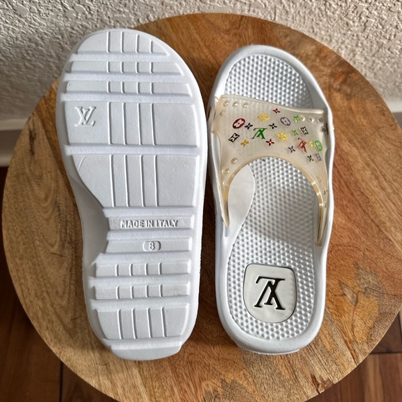 Louis Vuitton Bom Dia Multi Color Clear Monogram Pool Slides sz: 8 - Picture 8 of 10